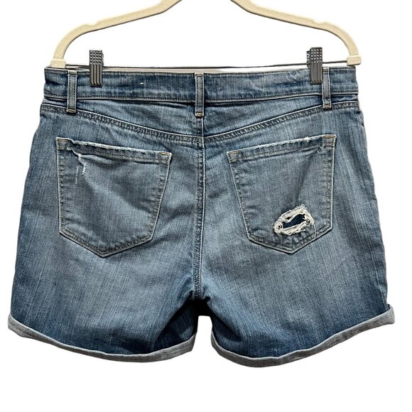 LOFT Women's Relaxed Patch Style Roll Hem Denim Shorts, Medium Wash, 29/8 - Picture 2 of 6